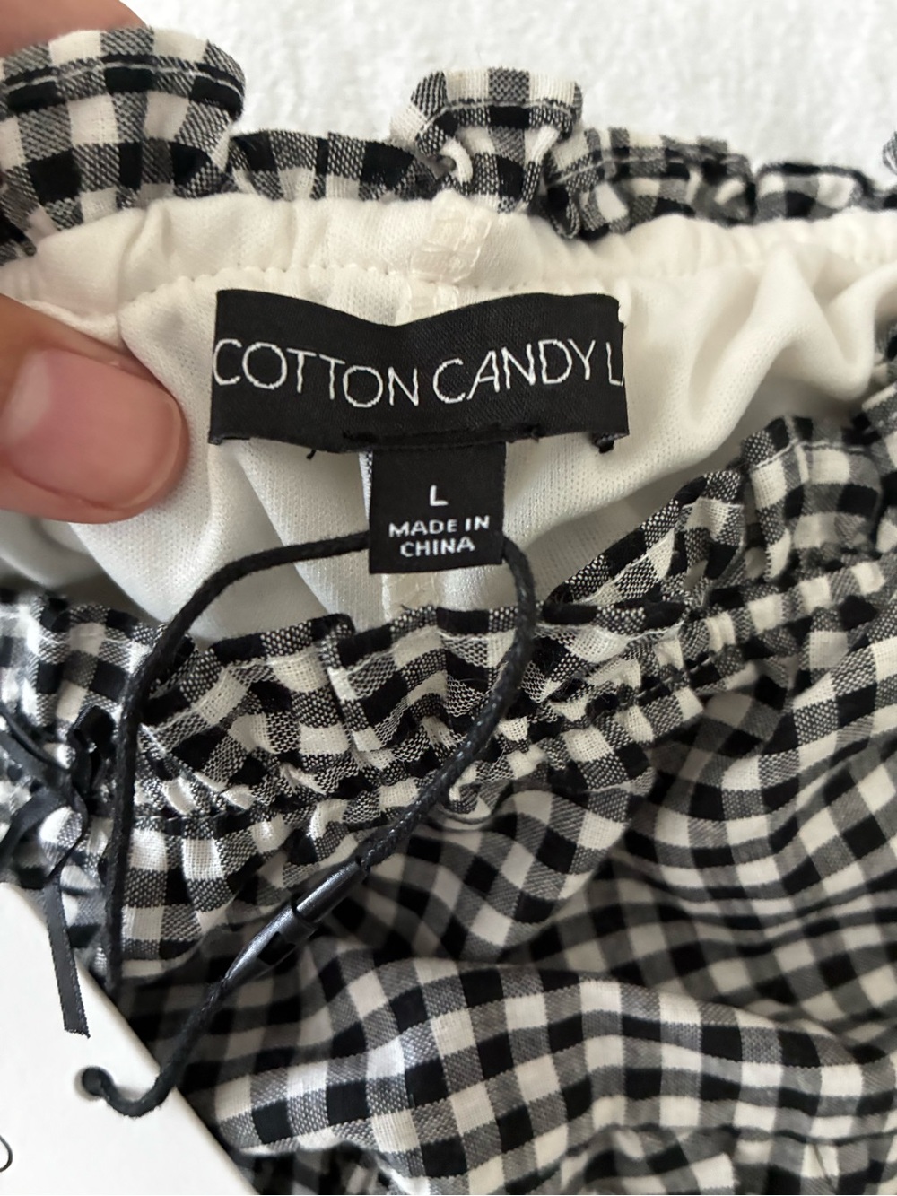 Cotton Candy Black & White Gingham Ruffle Mini Skirt with shorts underneath - Picture 2 of 8
